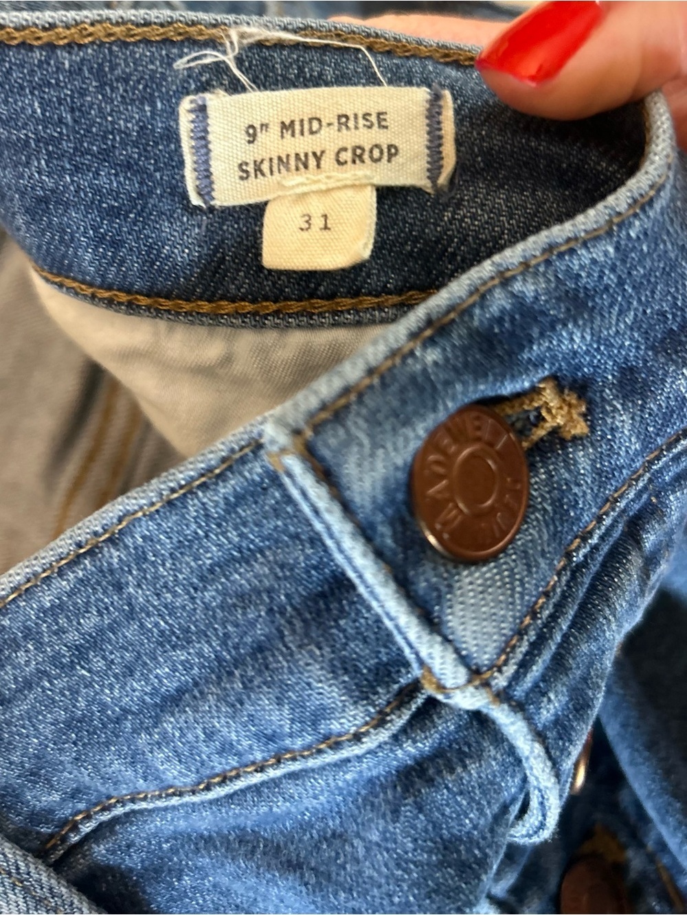 Madewell Midrise Skinny Crop Button Fly Size 32 Jeans Medium Wash Stretch - Picture 7 of 7
